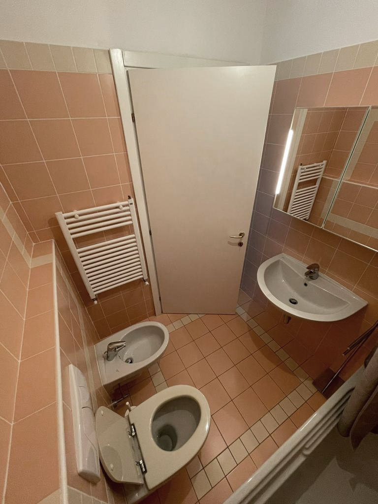 Stato originario del bagno prima della trasformazione degli interni. Original condition of the bathroom before the interior transformation.
